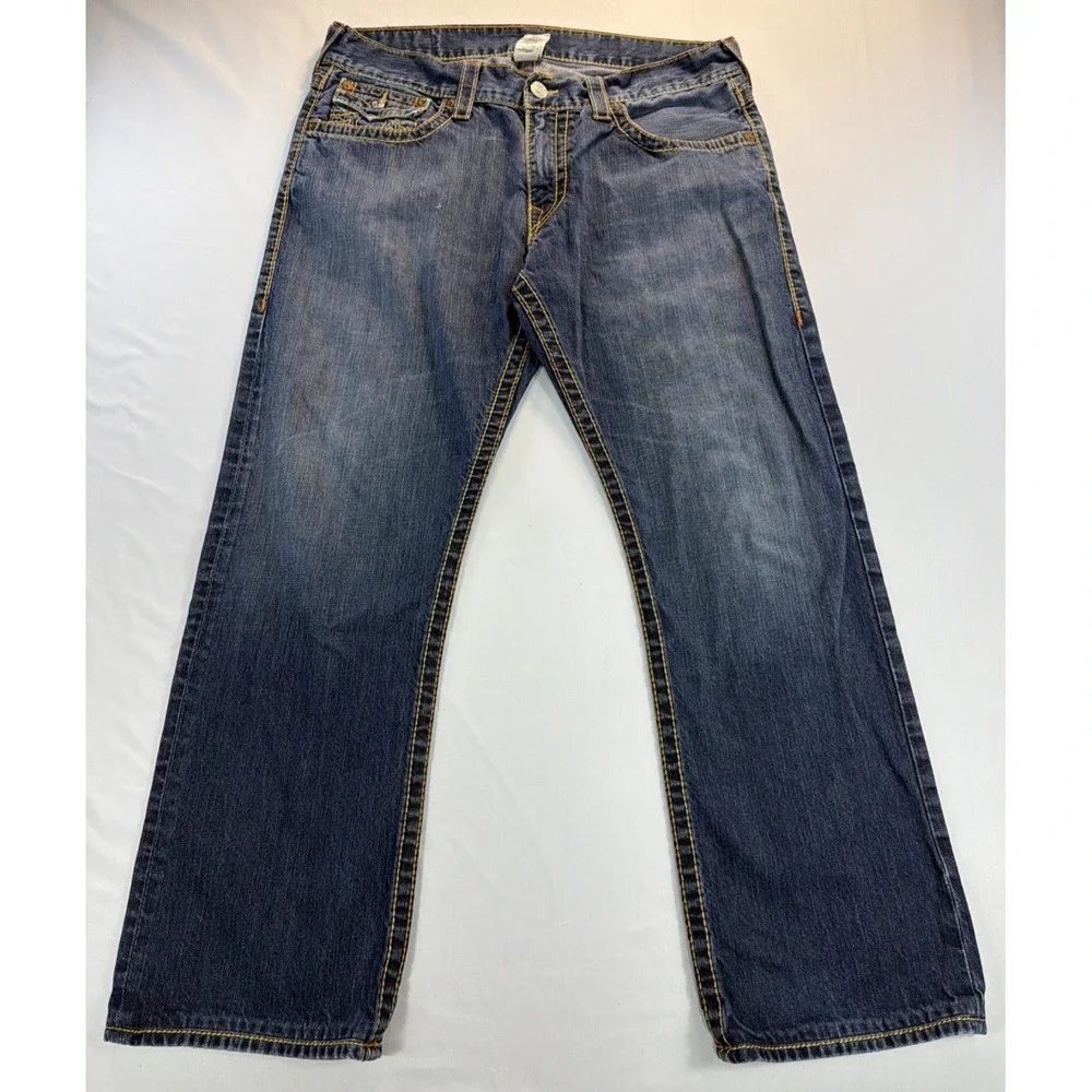 True Religion World Tour Jeans Men's 36x28 Blue Straight USA Made